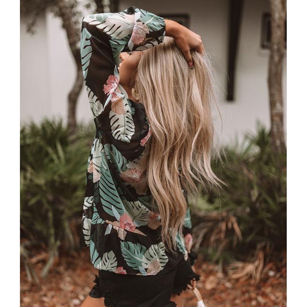 EUC SIZE S Impressions Palm Sheer Shift Top - Picture 6 of 8